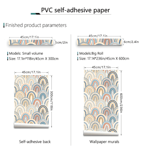 pvc墙纸壁画彩虹门自粘装饰贴纸小卷磨砂壁纸墙贴