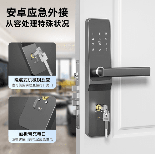 智能门锁批发防盗门电子锁出租房民宿IC通通锁APP远程公寓密码锁（2063公寓密码APP-电子锁体26*203（带USB））